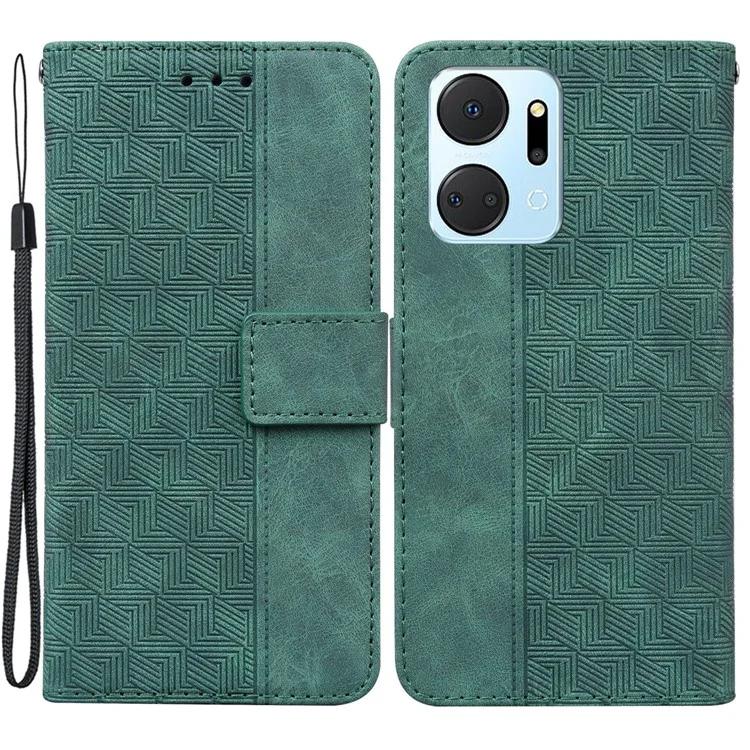 For Honor X7a 5G Imprinted PU Leather Wallet Phone Case Drop-proof Stand Cover with Hand Strap