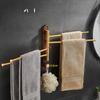 Вешалка для полотенец для ванной комнаты из матового золотого ореха, вращающаяся многополюсная алюминиевая вешалка для полотенец, держатель для кухонных полотенец