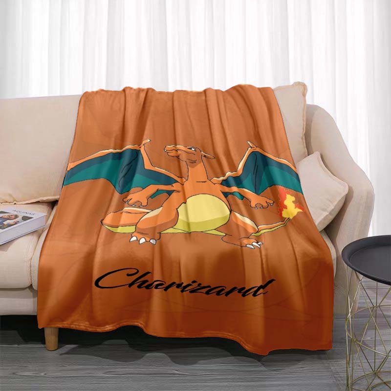 Charizard Evolution Printed Blanket Fashion Cartoon Fleece Blanket Warm Comfortable Home Travel Blanket