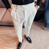 British Style Men High Waist Dress Pants Autumn Solid Color Casual Trousers Slim Fit Formal Suit Pants Fashion Men Clothing
