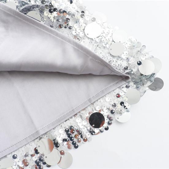 Women Mini Skirt High Waist Sparkling Sequin A-Line Short Skirt Hip Wrapped