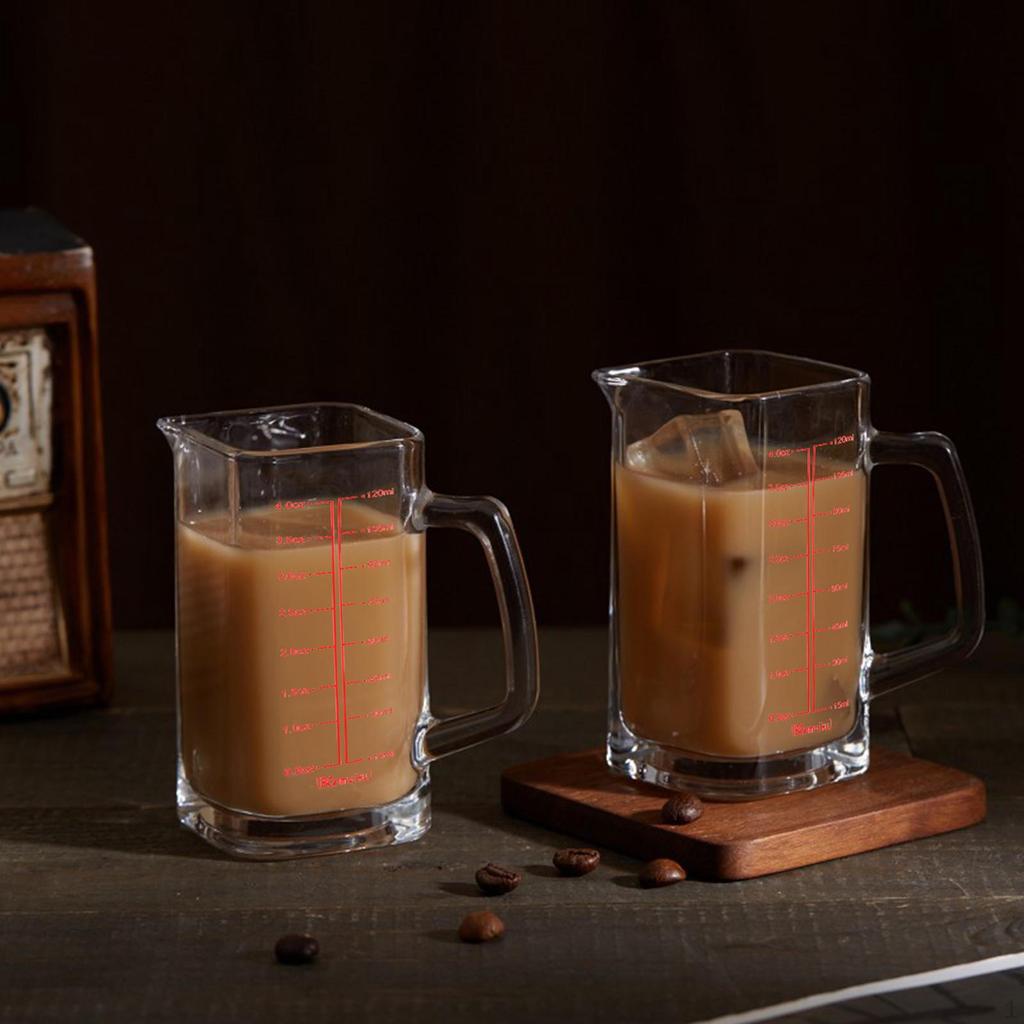 Прозрачная стеклянная мерная чашка, кувшины для эспрессо и носик, стеклянная посуда для питья, кувшин для вспенивания молока для