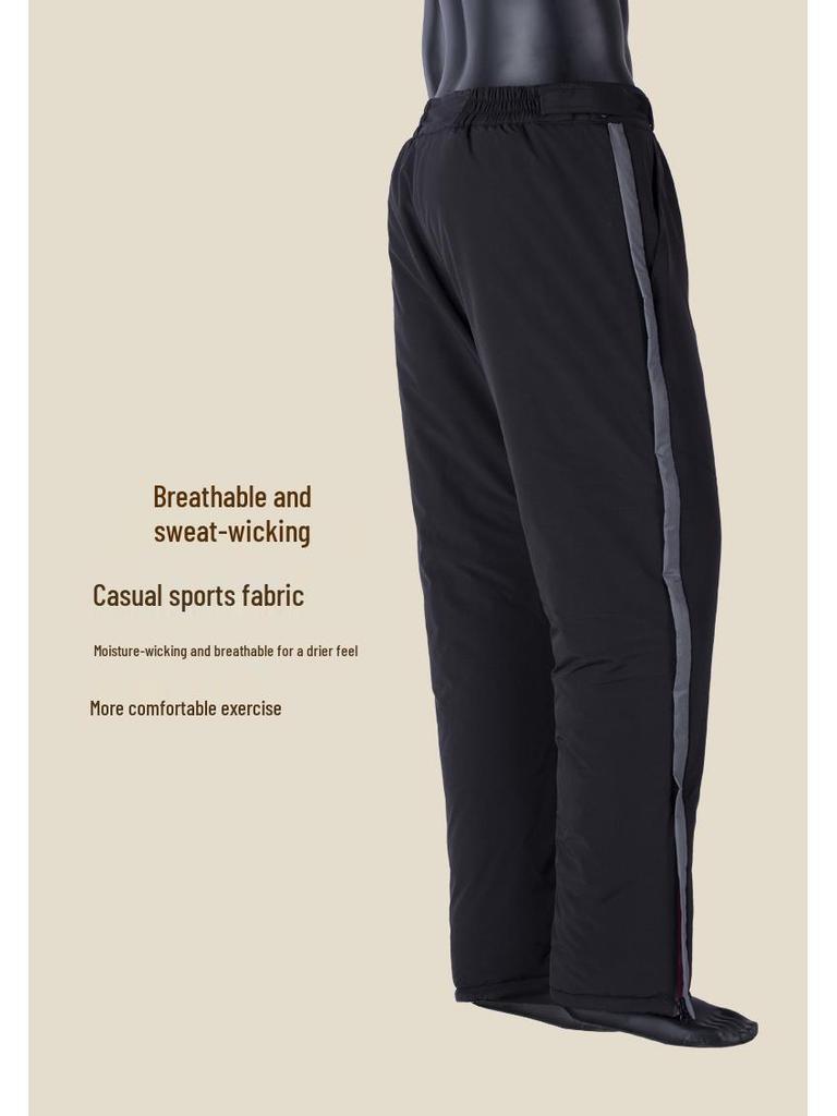 Мужские водонепроницаемые зимние хлопковые брюки с двойной молнией - быстросъемные, свободного кроя, с плюшевой подкладкой, теплые для улицы и рыбалки.