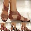 Large Size Ladies Sandals Summer Hollow Woven Wedge Sandals Beach Casual Sandals
