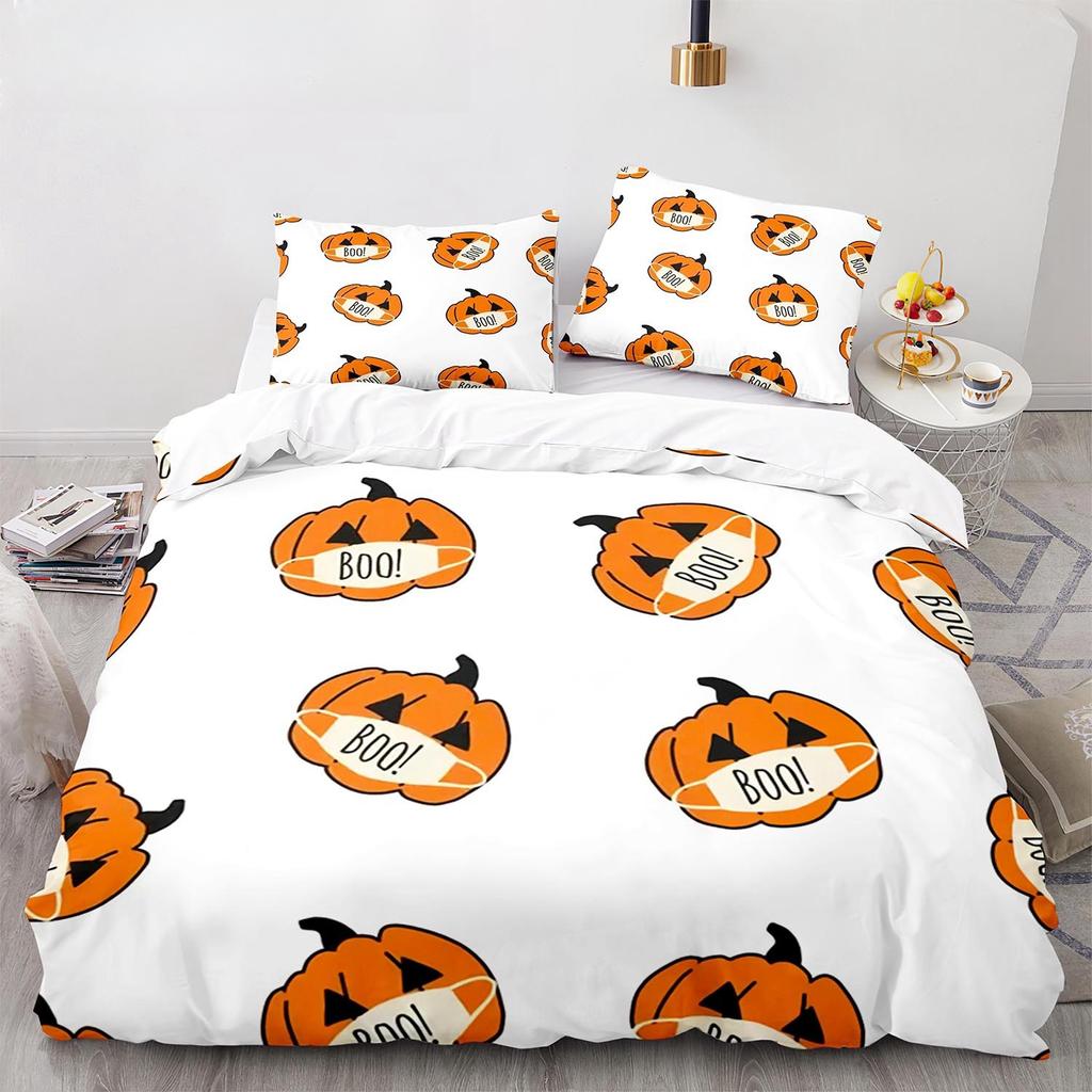New 3D Print Halloween Boo Cartoon Bedding Set,Duvet Cover Bed Set Quilt Cover Pillowcase,King Queen Twin Size Boys Girls Adults