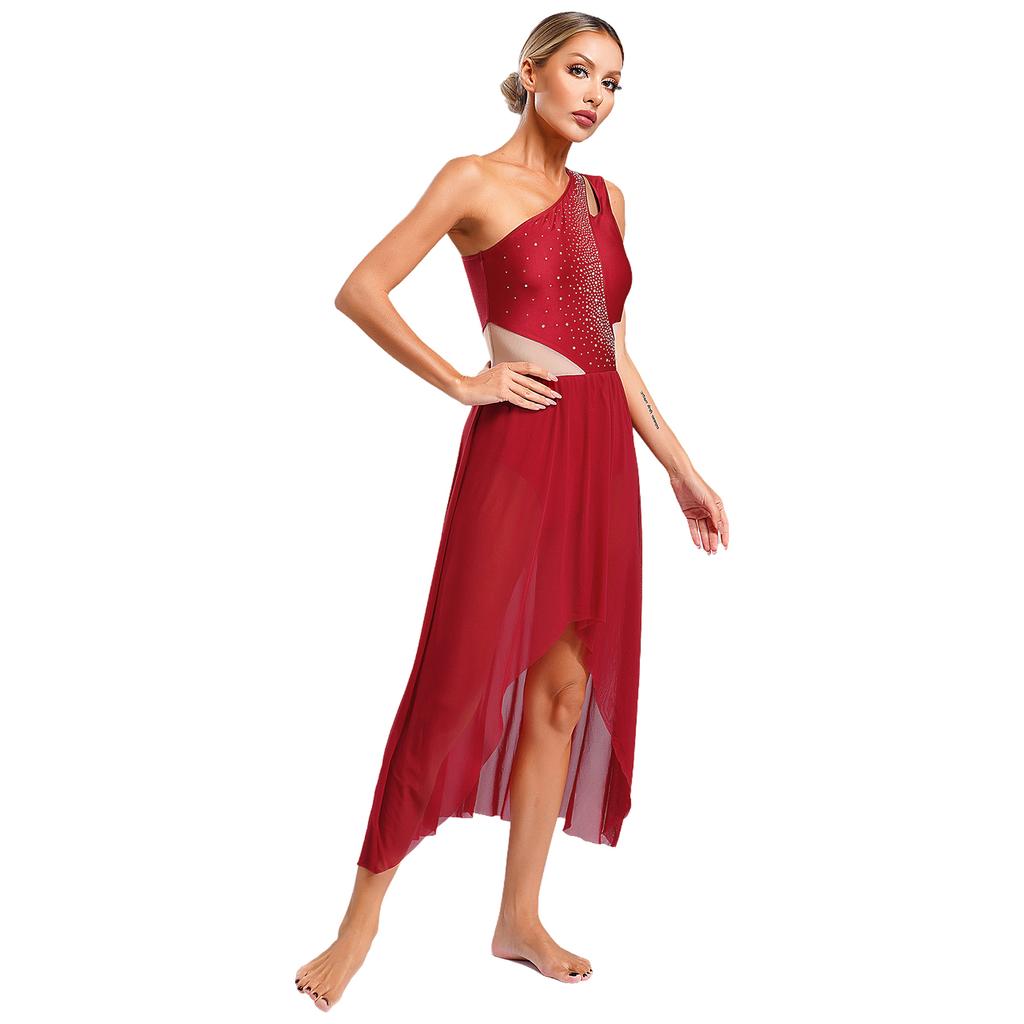 Женский безрукавный стразы сетчатый современный лирический танцевальный купальник платье балет гимнастика катание на коньках сценическое выступление танцевальная одежда