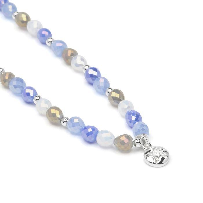 Collier - LUXENTER - Likdu - cristal bleu - finition rhodiée - 42 cm + 3 cm