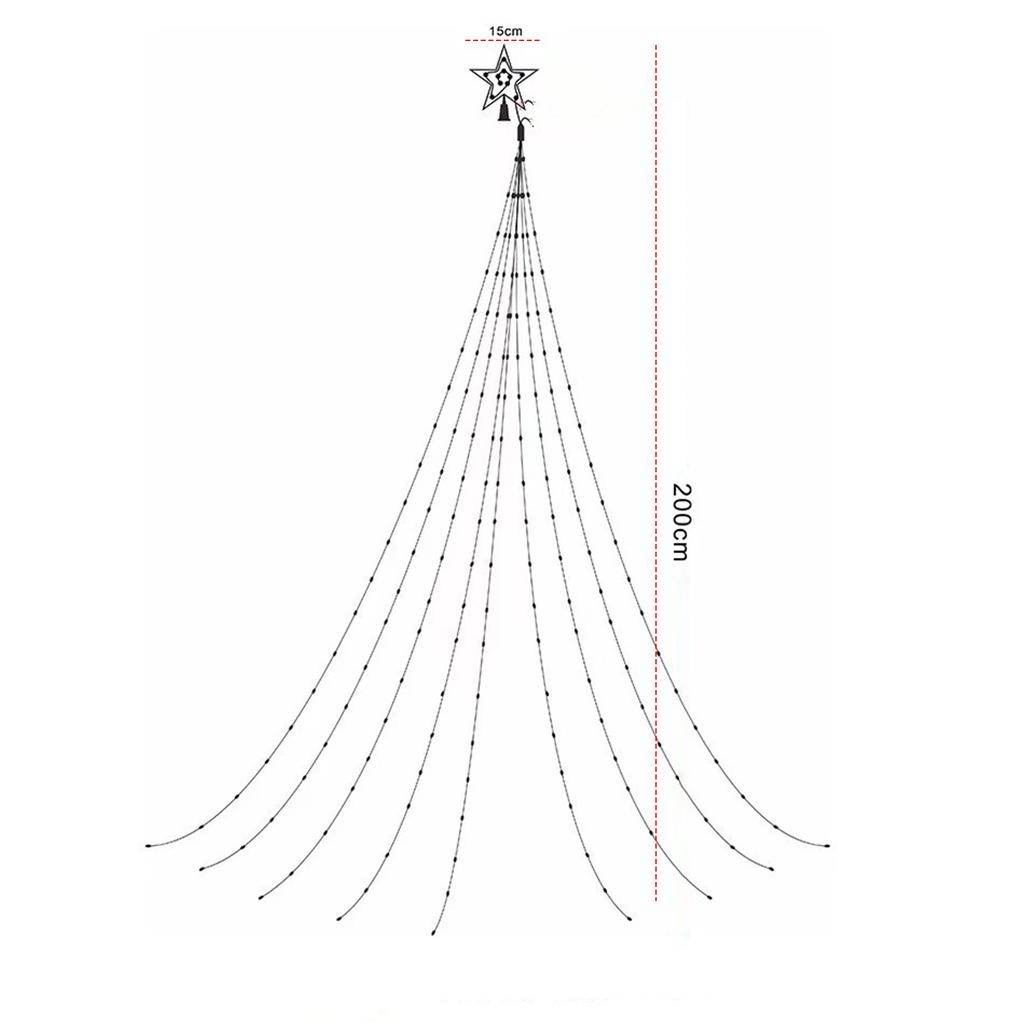 Waterfall Christmas Tree Light with Topper Star LED Lights Star String Lights for Yard Party Home Holiday