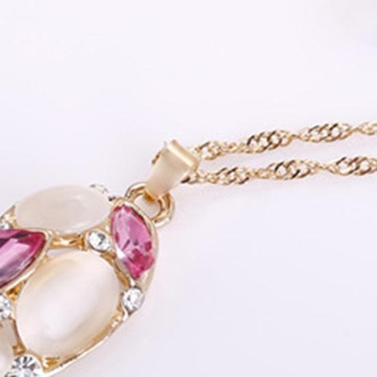 2 шт./компл., роскошный овальный кулон из искусственного опала, комплект ожерелья-гвоздиков с блестящими стразами, женский элегантный комплект серег и ожерелья