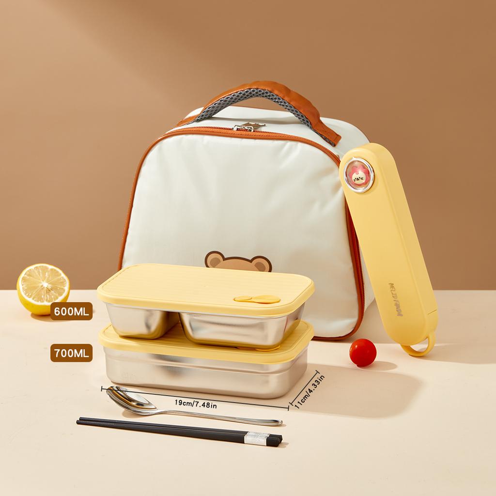 304 Stainless Steel Bento Box With Lid Portable Sealed Divided Lunch Box For Kids Student School Fruit Salad Lunch Container