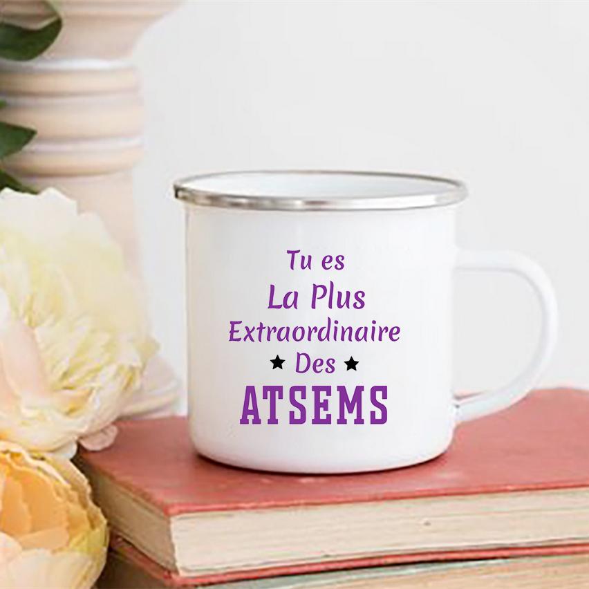 Кружка для кофе Merci Maîtresse/Atsem Print Напитки Вода Молоко Кружка Креативные эмалированные кружки Школа Дом Ручка Посуда для питья Подарки учителю