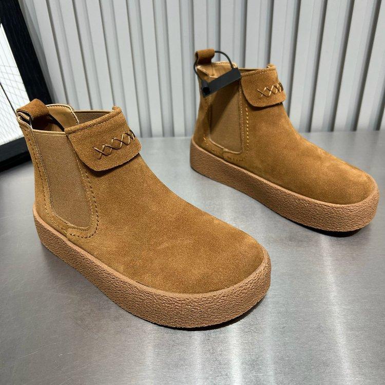 Матовая кожа хайтопы толстая подошва 2025 осень новинка эластичный верх на одной педали ленивые ботинки Мартин повседневные короткие ботинки одинарные ботинки