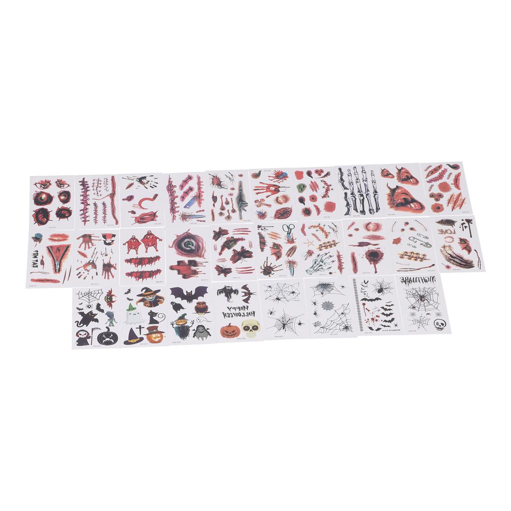 28pcs Halloween Tattoo Stickers Scar Pumpkin Pattern Waterproof Fake Tattoo Stickers