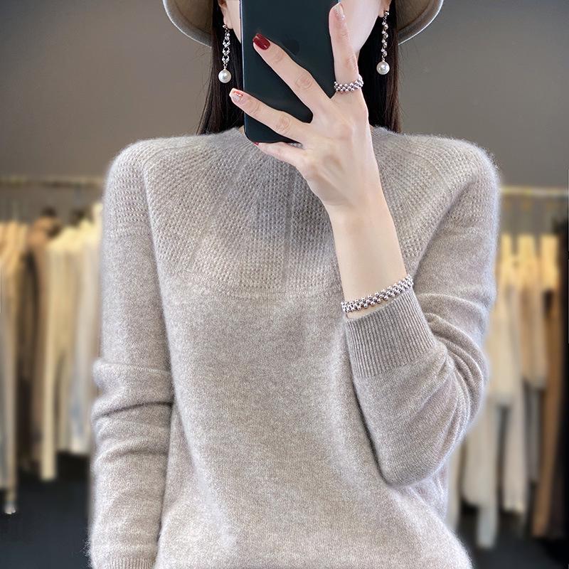2023 Autumn/Winter Knit Round Neck Solid Color Versatile Pullover Sweater