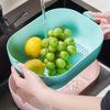 Large Capacity Fruit Cleaning Basket Double-Layer Vegetable Basket Drainage Basket Fruit Cleaning