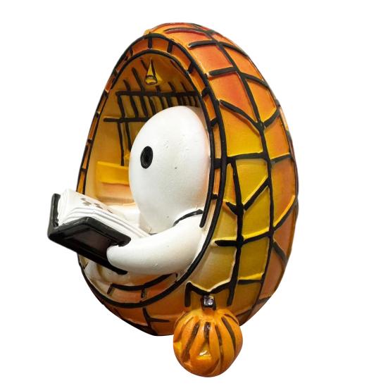 Halloween Ghost Night Light Ghost Reading Book Bedside Lamp Ghost Decoration Tabletop Lamp for Halloween Party or Bedroom Decor