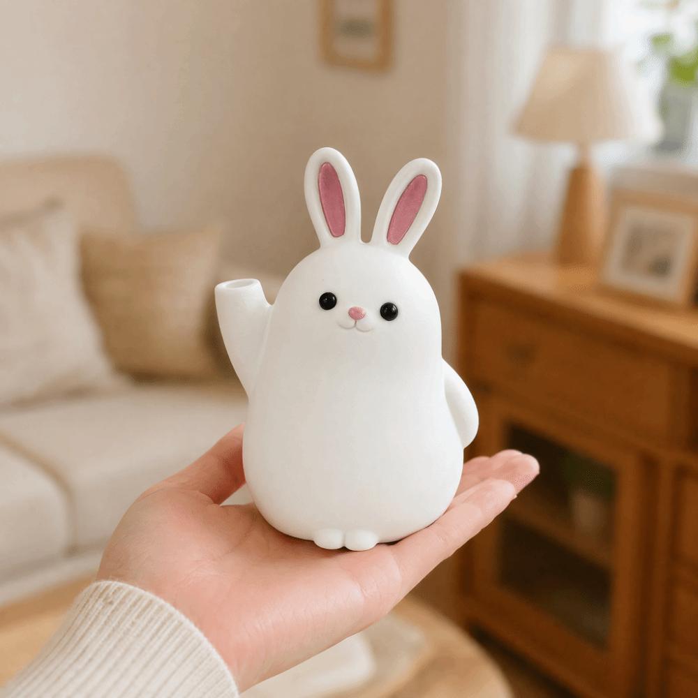 3D Printed Plastic Rabbit Vase Cartoon Desktop Ornament Succulent Planter Gift for Plant Lovers