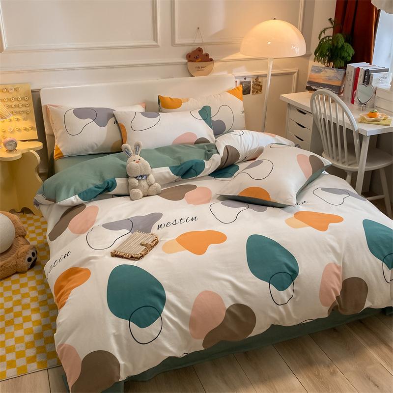 Комплект постельного белья из четырех предметов, пододеяльник из чистого хлопка с цветочным рисунком, простыня для спальни из трех предметов