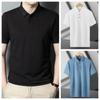 Summer Ice Silk Polo Shirt High-End T-Shirt Solid Color New Half Sleeve Non-Marking Casual Lapels Business Thin Menswear