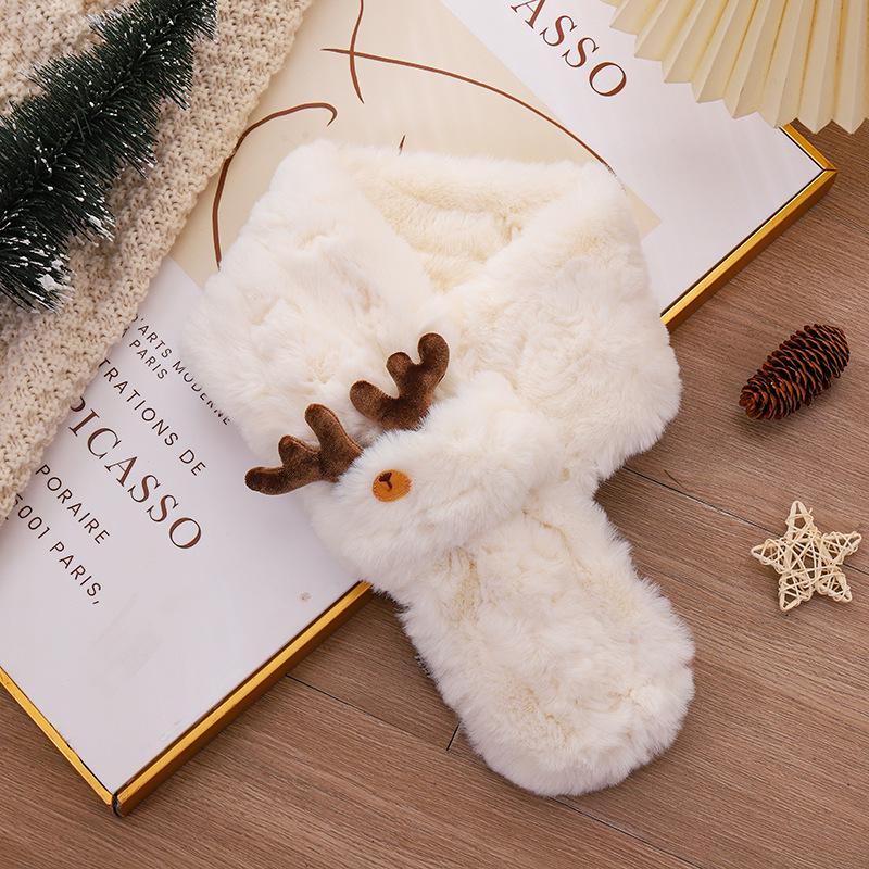 Плюшевый снуд в корейском стиле с красными оленьими рогами: Зимний шарф для женщин