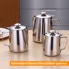 Stainless Steel Milk Frothing Pitcher with Lid, Pointed Spout, and Pull-Flower Design for Coffee, Milk, Tea, and Cold Water.