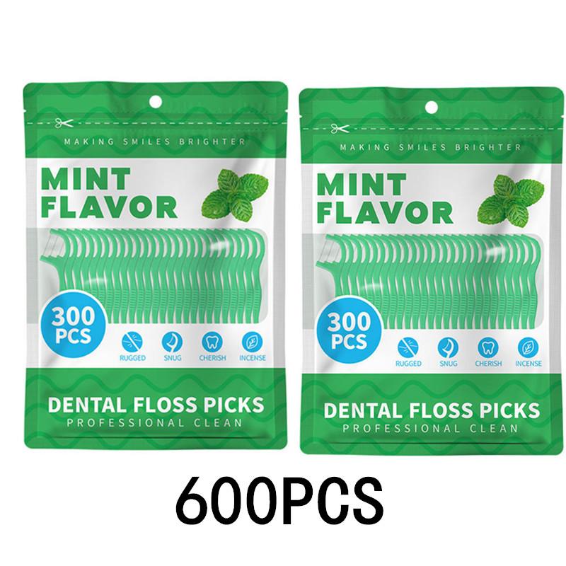 300/600/900PCS Mint Floss Stick - Disposable Floss Cleaning Stick - Toothpick to Remove Plaque and Food Residue - Oral Cleaning