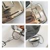 IELGY Summer Versatile Silver Messenger Bag, Textured Korean Portable Small Square Bag