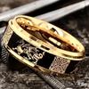 Men's Gold Celtic Dragon Stainless Steel Ring with Knot Design