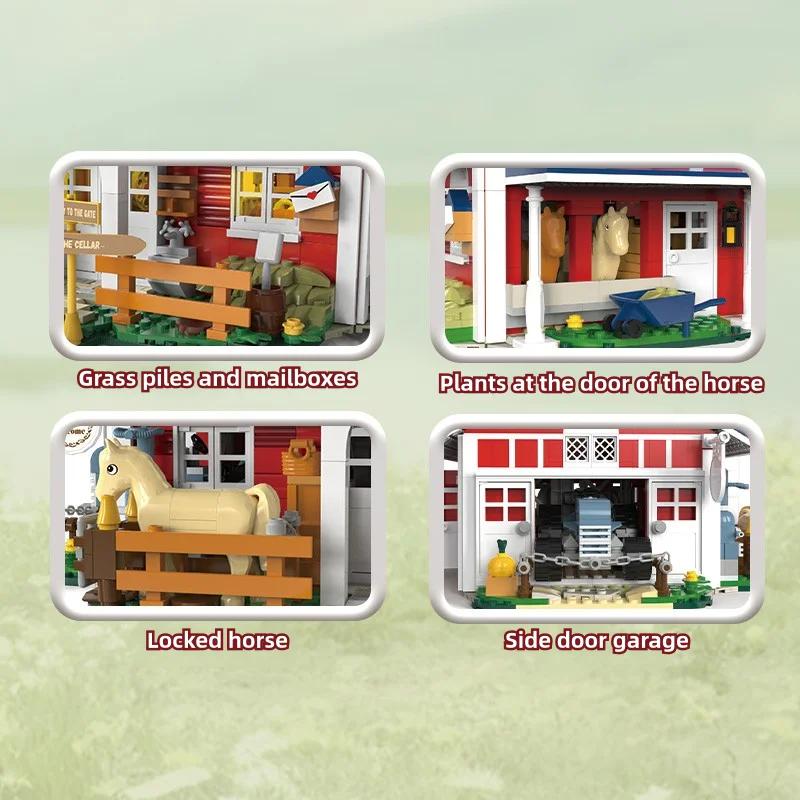 Нетоксичный Набор Строительных Блоков Ферма с Ветряной Мельницей 1810 шт. Модель Гаража, Конюшни, Хижины с USB-Подсветкой Образовательные Игрушки DIY для Детей Подарки на Праздник