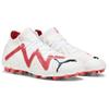 Puma Future Ultimate Круглый носок Шнуровка MG (Резиновый короткий стержень) Дышащие прочные футбольные бутсы с искусственным покрытием, унисекс, футбольные бутсы, бело-красные, 107358-01