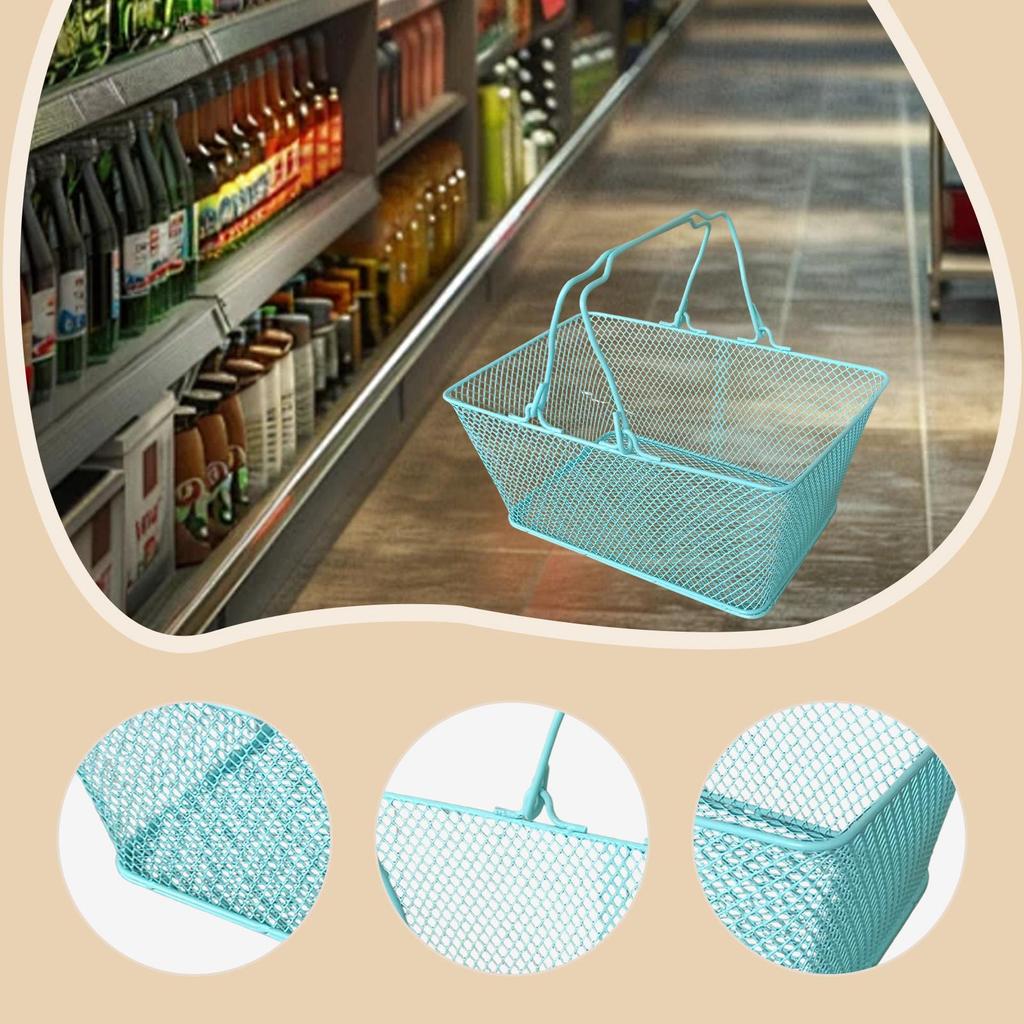 Shopping Basket with Handle Grocery Basket for Bookstore Kitchen Flower Stop