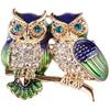 Trendy Double Owl Brooches Rhinestone Brooch Badge Pin Bird Animal Party Casual Suit Decoration Badge For Women Corsage Gifts