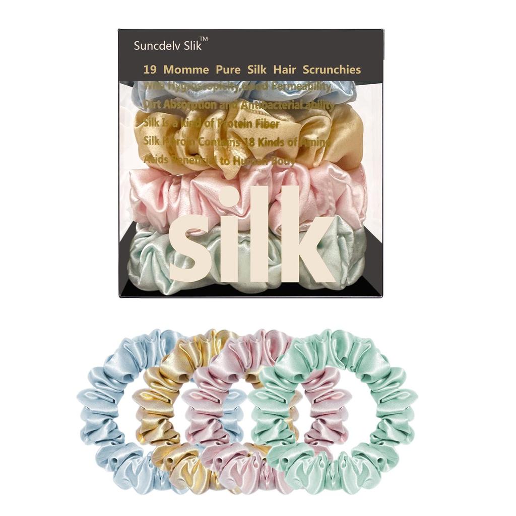 Резинки для волос из 100% чистого шелкового шелка, шелковые резинки для волос, резинки для волос, узкие резинки для волос, держатели для хвостиков, аксессуары для ухода за волосами