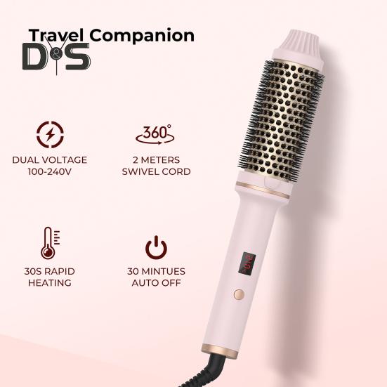 Проводная щетка для завивки волос со светодиодным дисплеем, термощетка, быстрый нагрев, круглая щетка с отрицательными ионами, электрическая плойка для выпрямления волос, инструменты для завивки волос