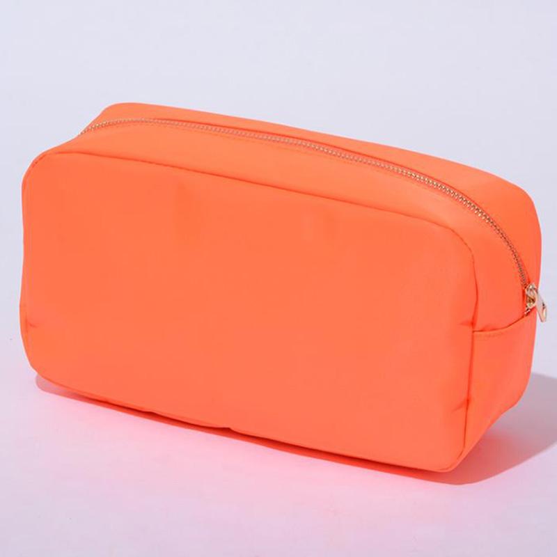 Low MOQ Stock Nylon Women Lady Custom Embroidery Chenille Patches Custom Travel Makeup Pouch Small Cosmetic Bag