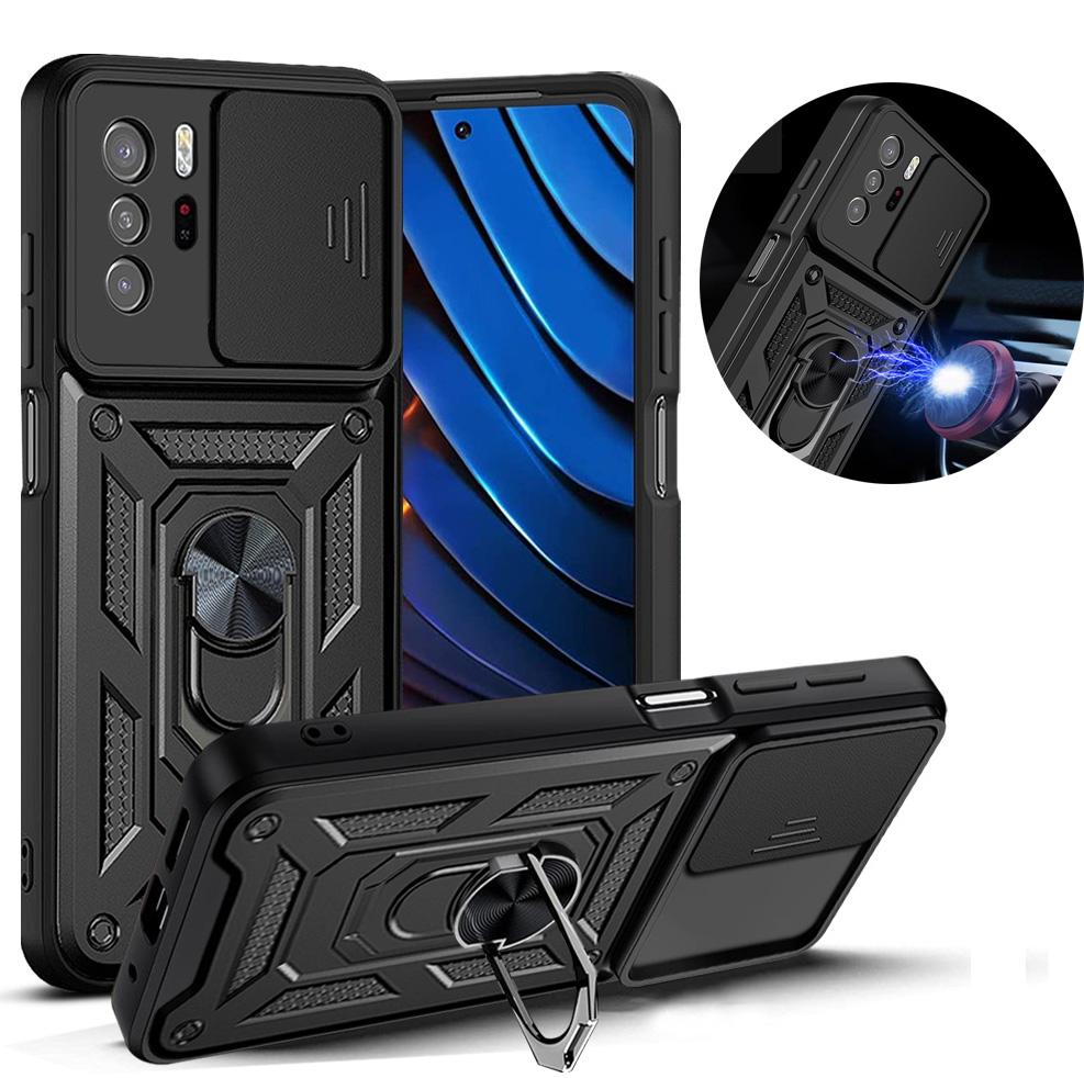 Slide Camera Protector Shockproof Armor Ring Case For Xiaomi Redmi Note 11 Pro Plus POCO M4 10 10S 10T 11T X3 X4 M3 GT NFC