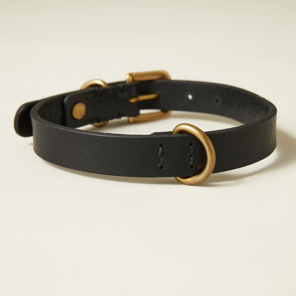 We Original All Leather Collar Black GOOD MANNERS DOG SERIES - (L) /
