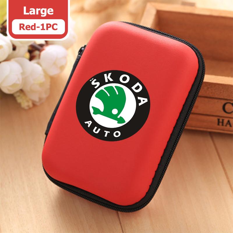 AAABR1 For Skoda Portable Mini Car Earphone Data Cable Charger Storage Bag Accessories Kodiaq Fabia Kamiq Karoq Octavia 2 3 Rapid Scala
