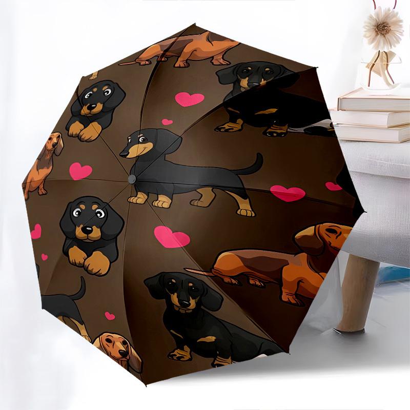 Dachshund Heart- Automatic Umbrella, Four Seasons Portable Folding Umbrella, Suitable for Men and Women, Travel, Daily Compact Umbrella, Out