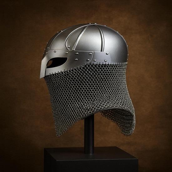 Hand-Forged Viking Helmet with Chainmail Adult, Cosplay, LARP