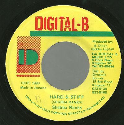 7-дюймовая пластинка SHABBA RANKS - Hard & Stiff NONE Digital-B 1990 Ямайка Регги, Ска и Даб Б/У