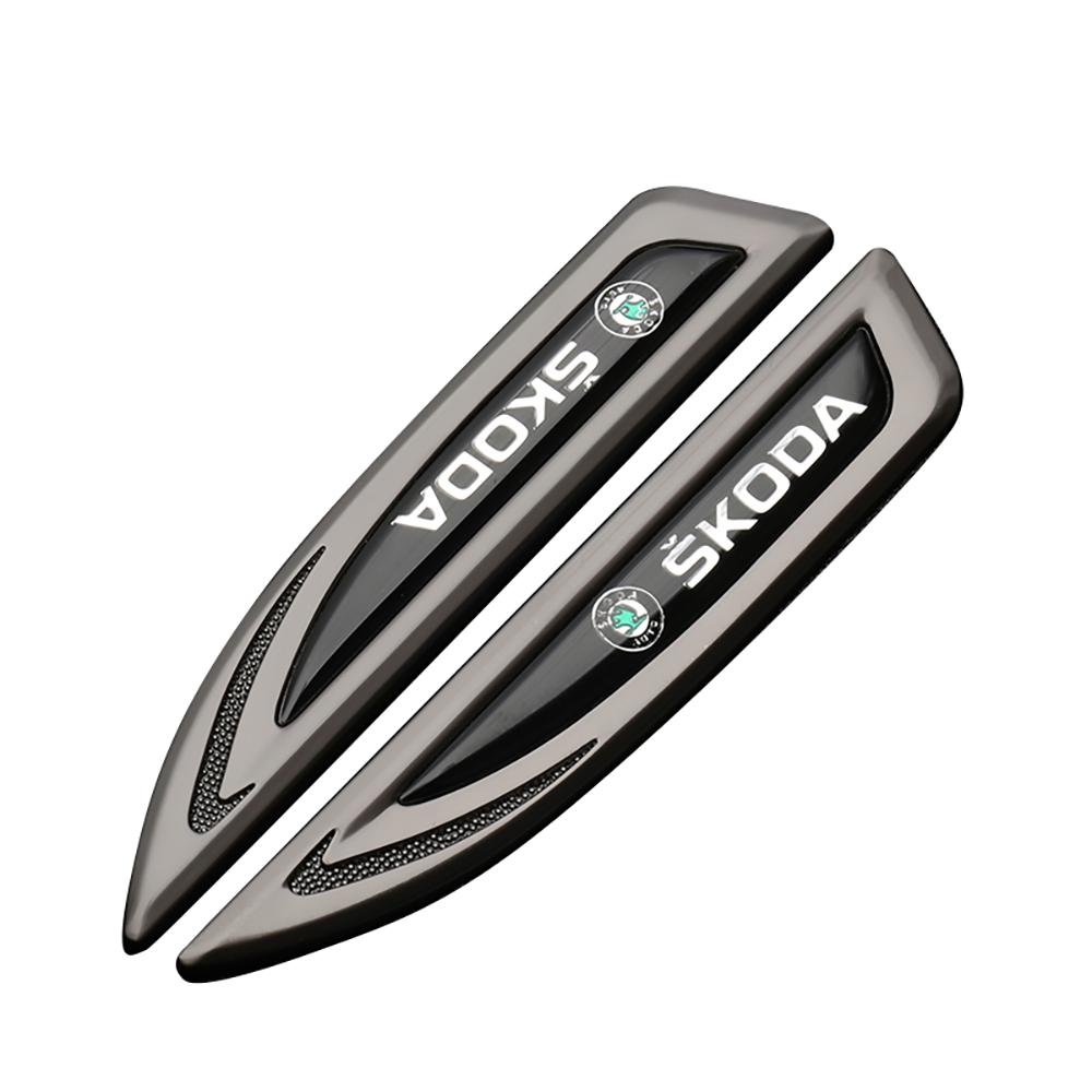 HQKI8 Car Styling Side Door Body Fender Stickers Knife Badges Decoration For Skoda Yeti Fabia Octavia 3 2 a5 Kodiaq Karoq Rapid