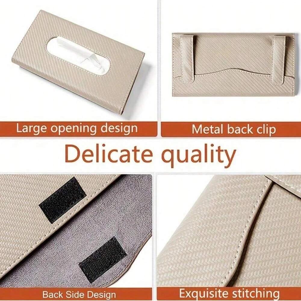Car Tissue Holder, Car Sun Visor Napkin Case, Multifunctional PU Leather Back Seat Tissue Box Tissue Bag For All Models