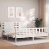 VidaXL Bed Frame with Headboard White 200x200 Cm Solid Wood 3192837