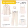 "Korean Striped Women's Seven-Piece Pajama Set for All Seasons"