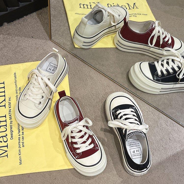 Ziyan платформа парусиновые туфли женские весна 2025 новые туфли на платформе детские черные нишевые маффины повседневные кеды