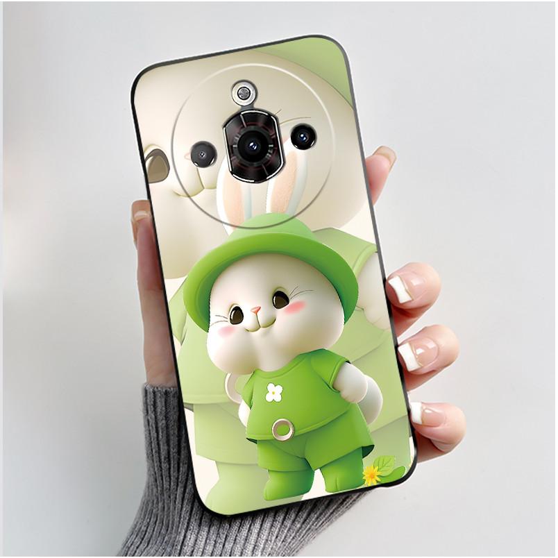 For ZTE Nubia Focus Pro 5G Case Z2351N Luxury Cute Heart Rabbit Soft TPU Silicon Matte Black Phone Casing Shockproof Back Cover