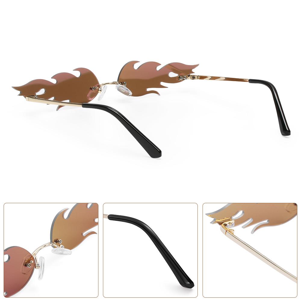 Streetwear Trending Eyewear Fire Flame Rimless Wave Sun Glasses Fashion Sunglasses