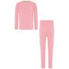 Unisex Kids Solid Color Thermal Underwear Set Round Neck Long Sleeve Top Elastic Waistband Leggings Sleepwear Loungewear