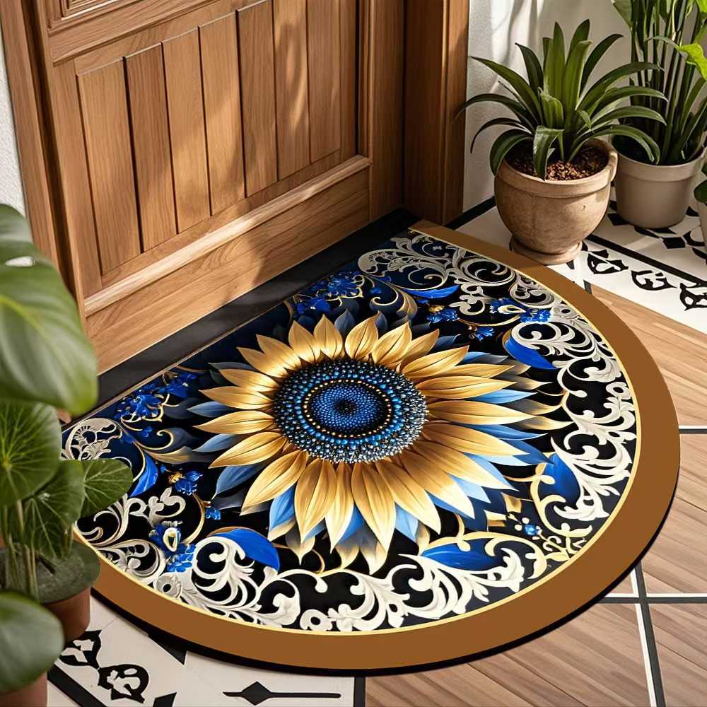 Винтажный каменный ковер-полукруг Удобный придверный коврик для помещений/улицы Противоскользящий кухонный коврик Домашний декор